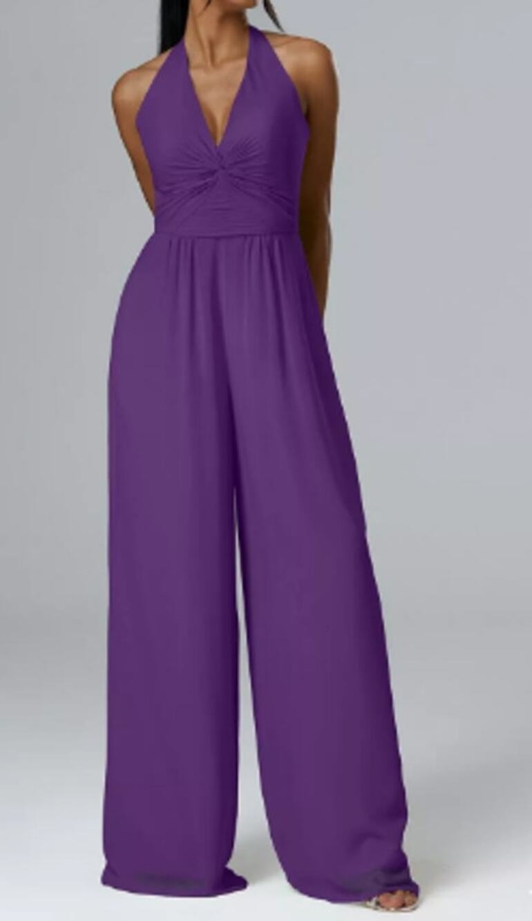 AW BRIDAL 6 S regency purple Semplice halter formal bridesmaid jumpsuit NEW B44